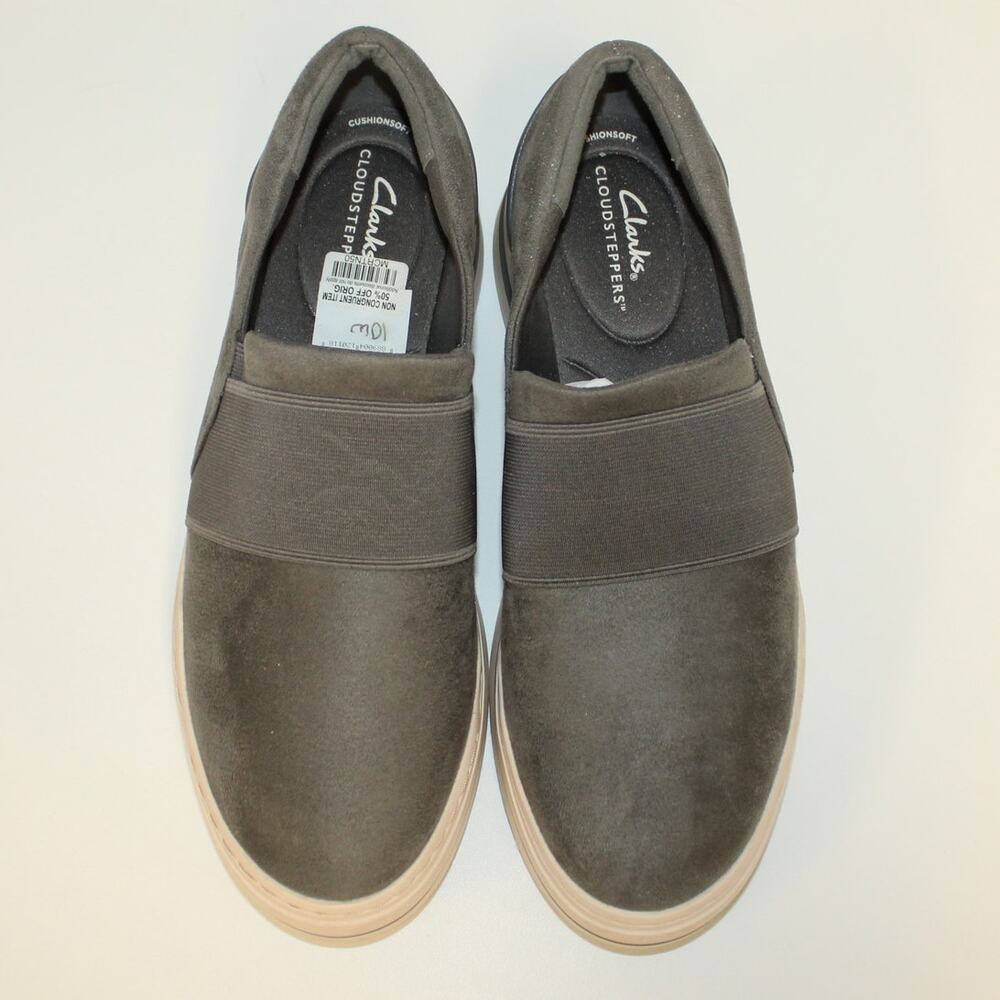 Clarks Women's Audreigh Eve Dark Grey Sz 10W  Platform Sneakers